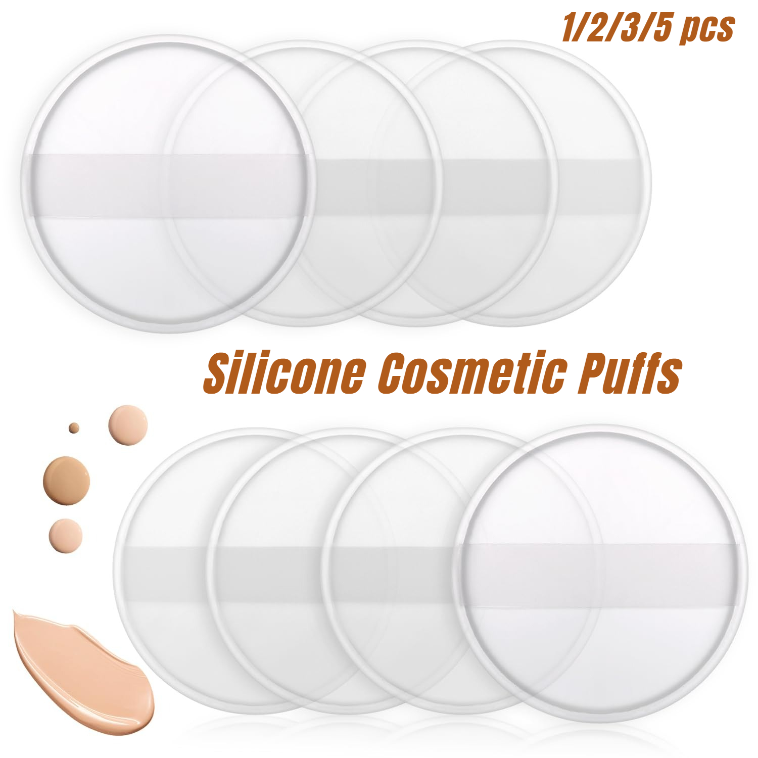 Beauty Blender In Makeup - 1-5Pcs Silicone Cosmetic Puff Soft Makeup