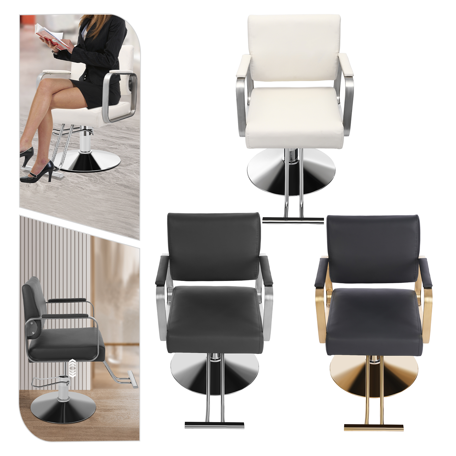 Beauty Makeup Chair - Adjustable Height Salon Chair, 360° Swivel