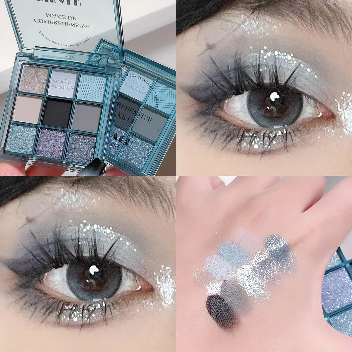 J Beauty Makeup - Punk Blue Eyeshadow Palette 9 Colors