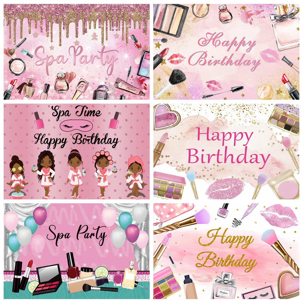Spa Party Themed Backdrop Phot - Beauty Makeup Girl Photo avaliação e preço
