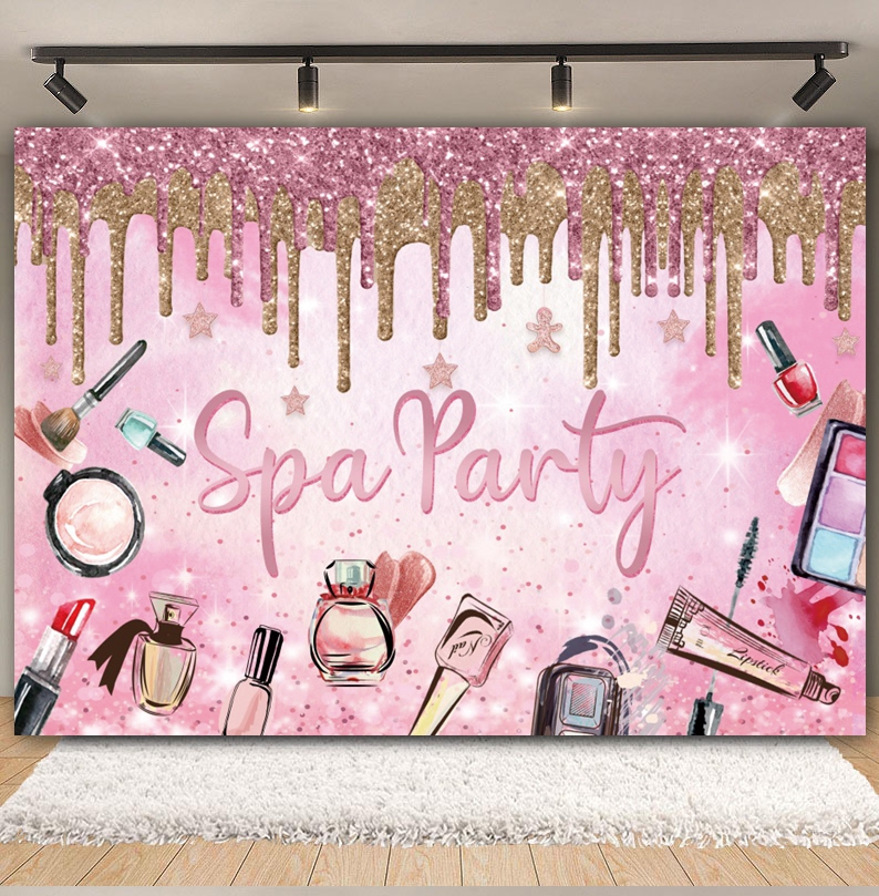 Spa Party Themed Backdrop Phot - Beauty Makeup Girl Photo avaliação e preço