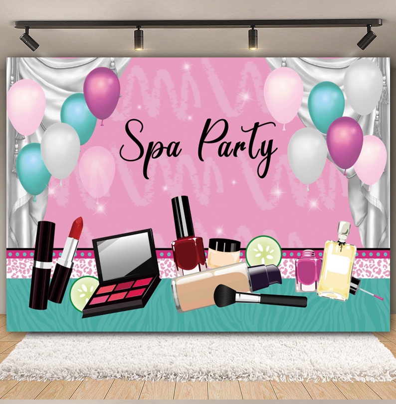 Spa Party Themed Backdrop Phot - Beauty Makeup Girl Photo avaliação e preço