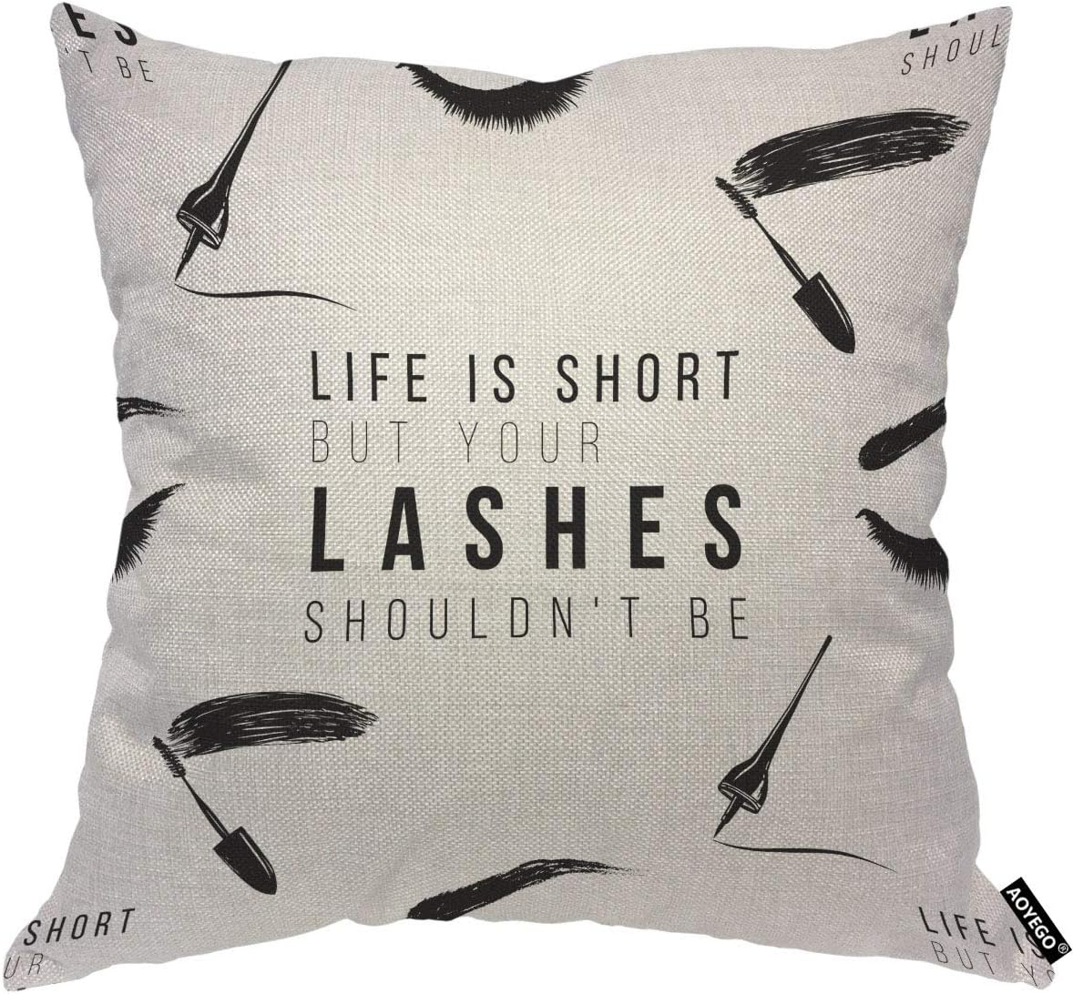 Funny Eyelash Quote Pillow Cov - Makeup Is Beauty Quotes avaliação e preço