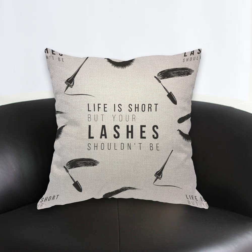 Funny Eyelash Quote Pillow Cov - Makeup Is Beauty Quotes avaliação e preço