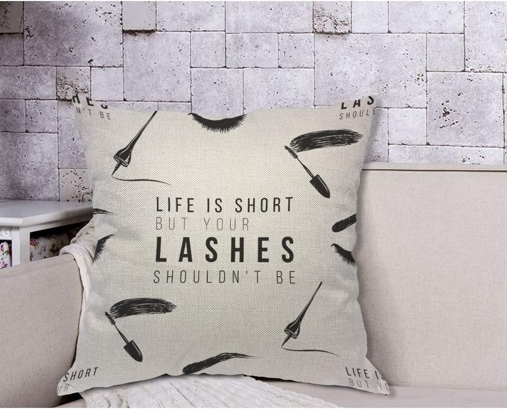 Funny Eyelash Quote Pillow Cov - Makeup Is Beauty Quotes avaliação e preço
