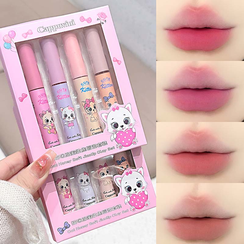 4-Pack Pink Cat Mist Lip Mud S - J Beauty Makeup avaliação e preço