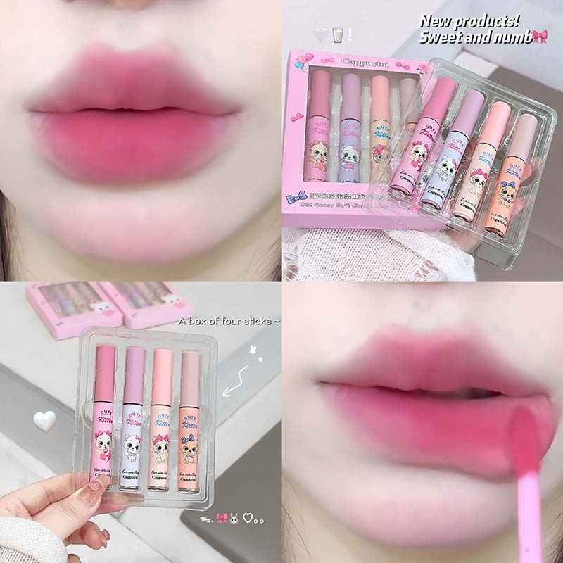 4-Pack Pink Cat Mist Lip Mud S - J Beauty Makeup avaliação e preço
