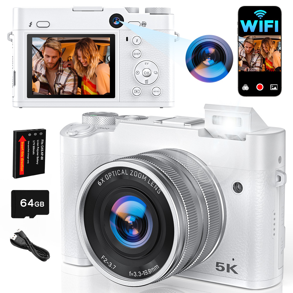 5K 64MP WiFi Digital Camera, 6 - Beauty Makeup App avaliação e preço