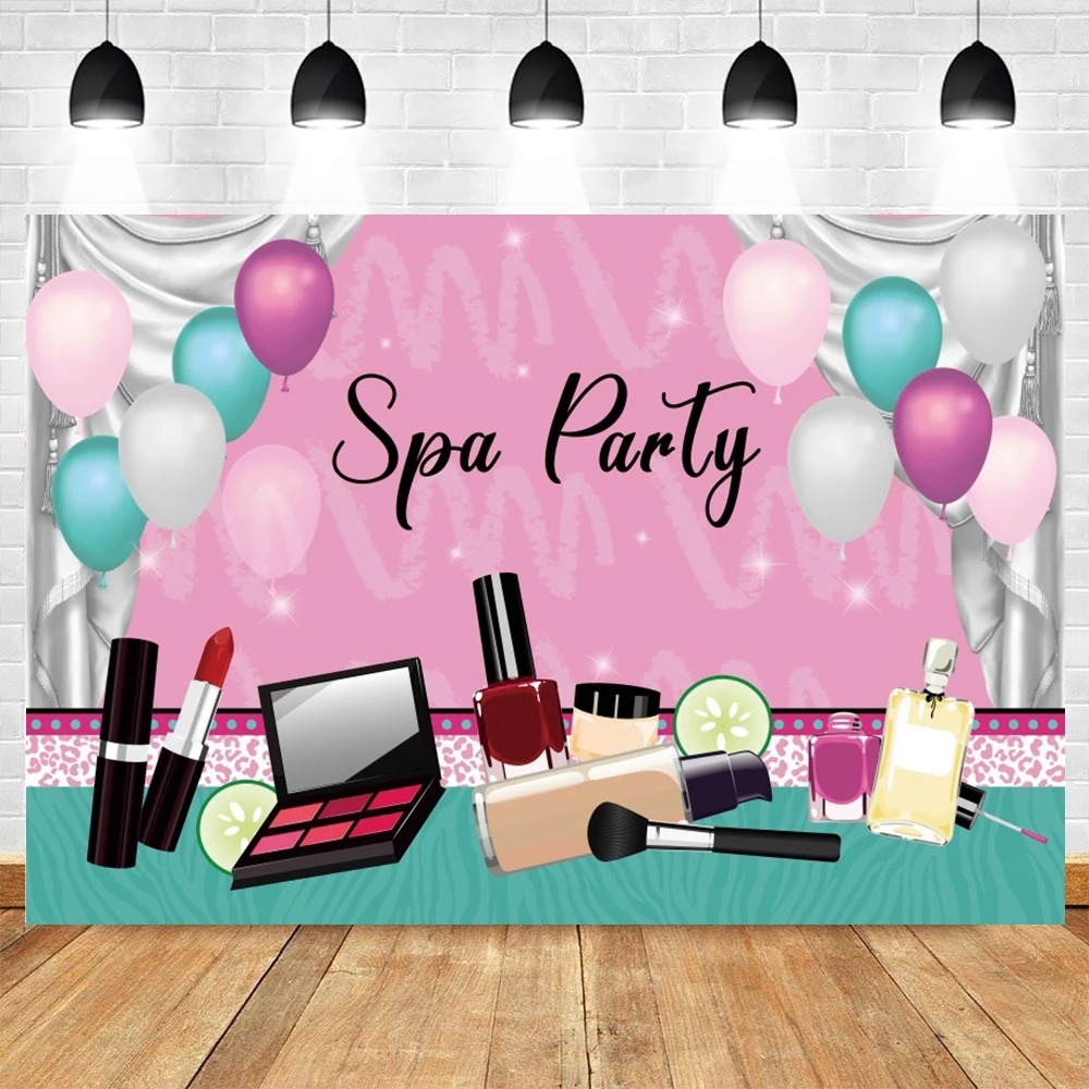 Spa Party Themed Backdrop for  - Beauty Makeup Girl Photo avaliação e preço