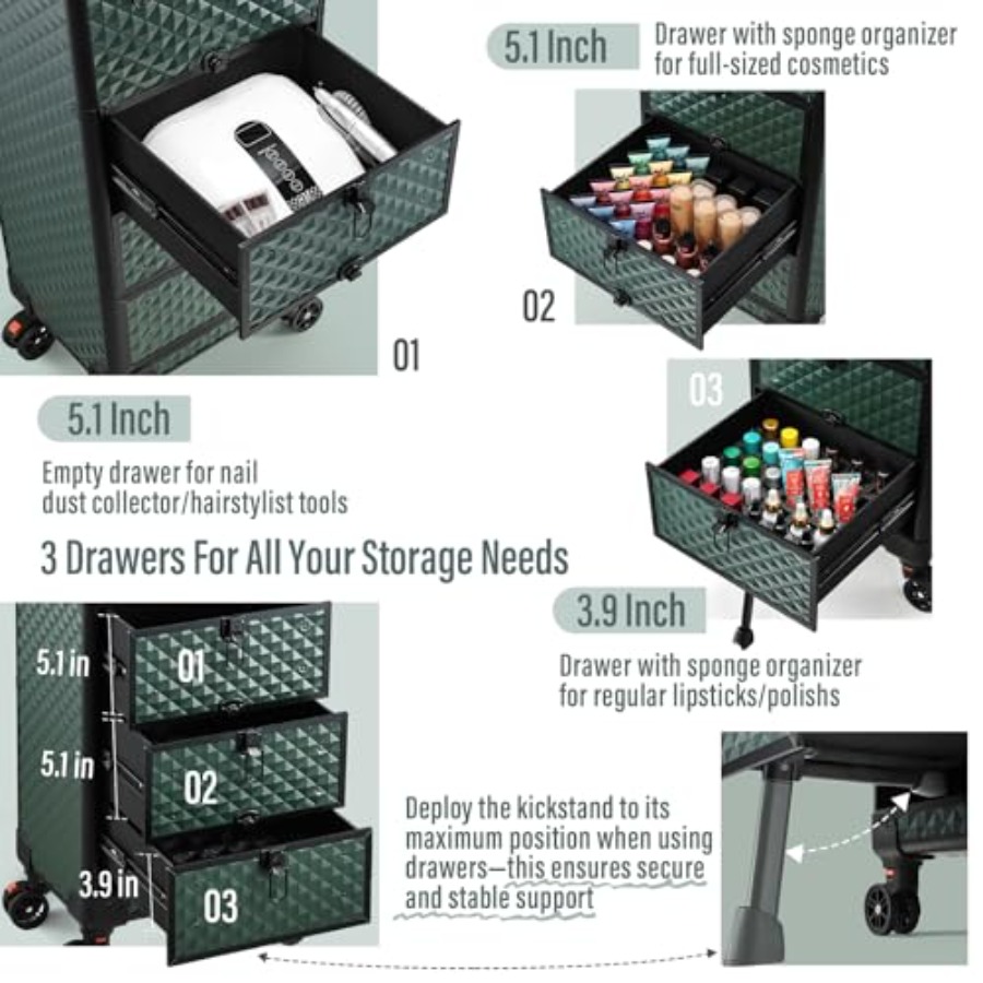 Nail Trolley Cart with 3 Drawe - Beauty For You Makeup avaliação e preço