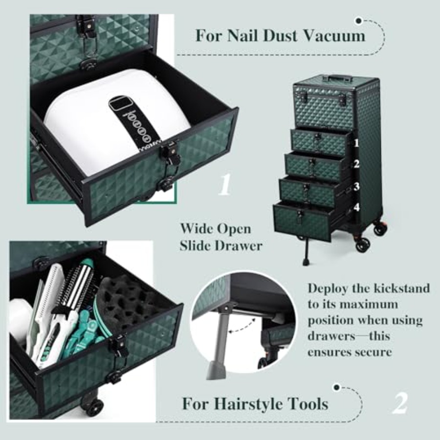 Nail Salon Cart with 4 Drawers - Beauty For You Makeup avaliação e preço