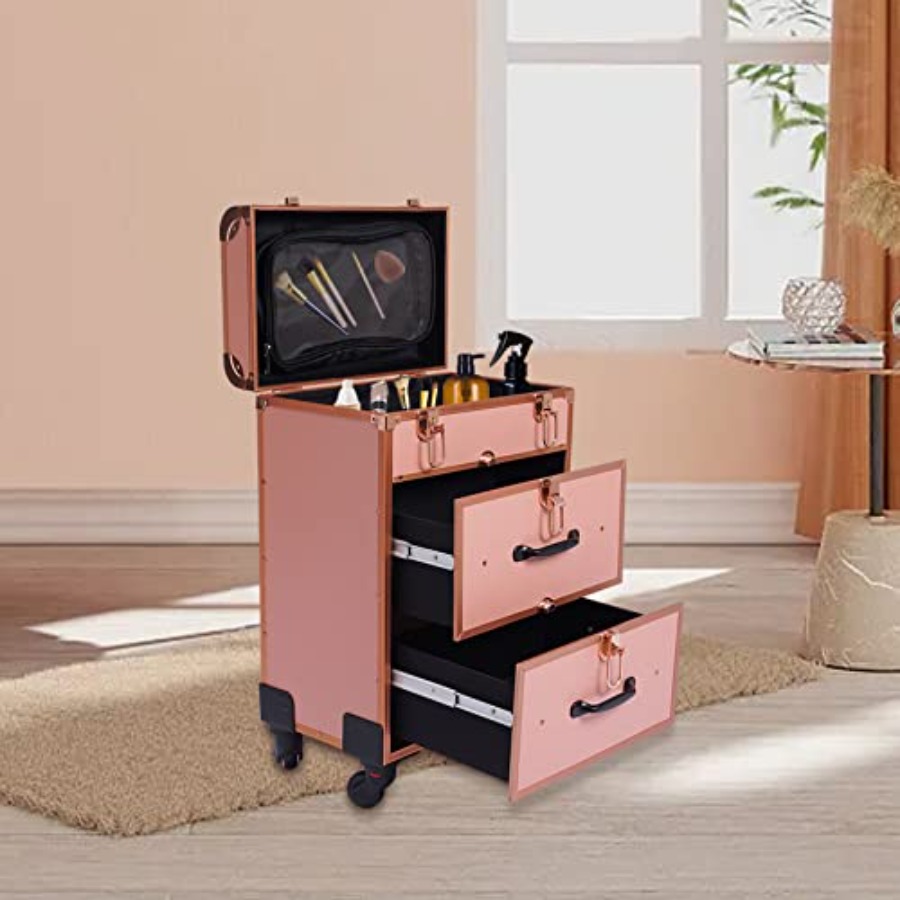 3-Tier Aluminum Rolling Makeup - Beauty For You Makeup avaliação e preço