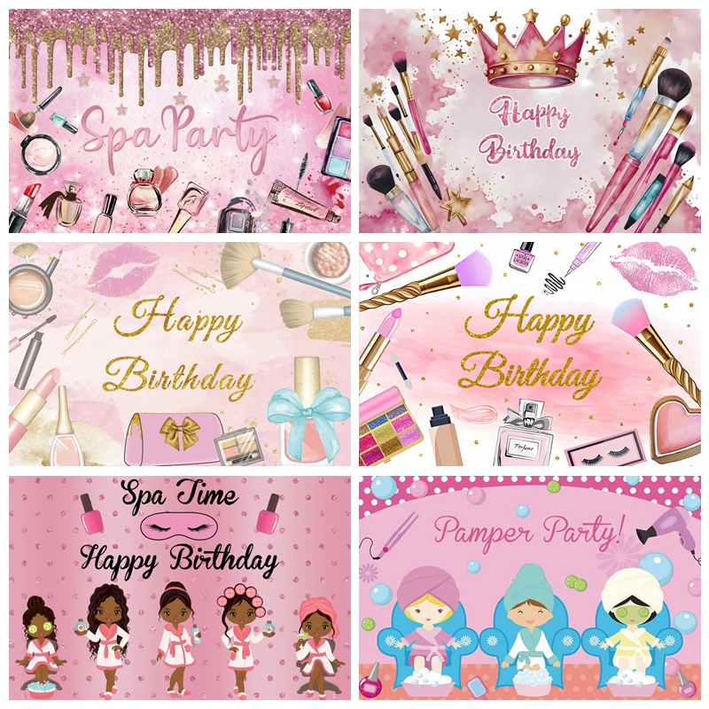 Spa Party Themed Backdrop for  - Beauty Makeup Girl Photo avaliação e preço