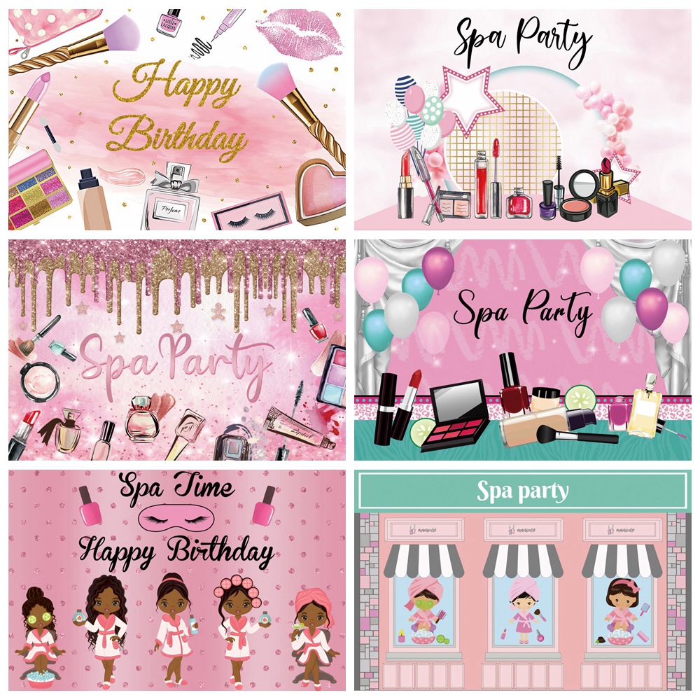 Spa Party Backdrop Pamper Prin - Beauty Makeup Girl Photo avaliação e preço