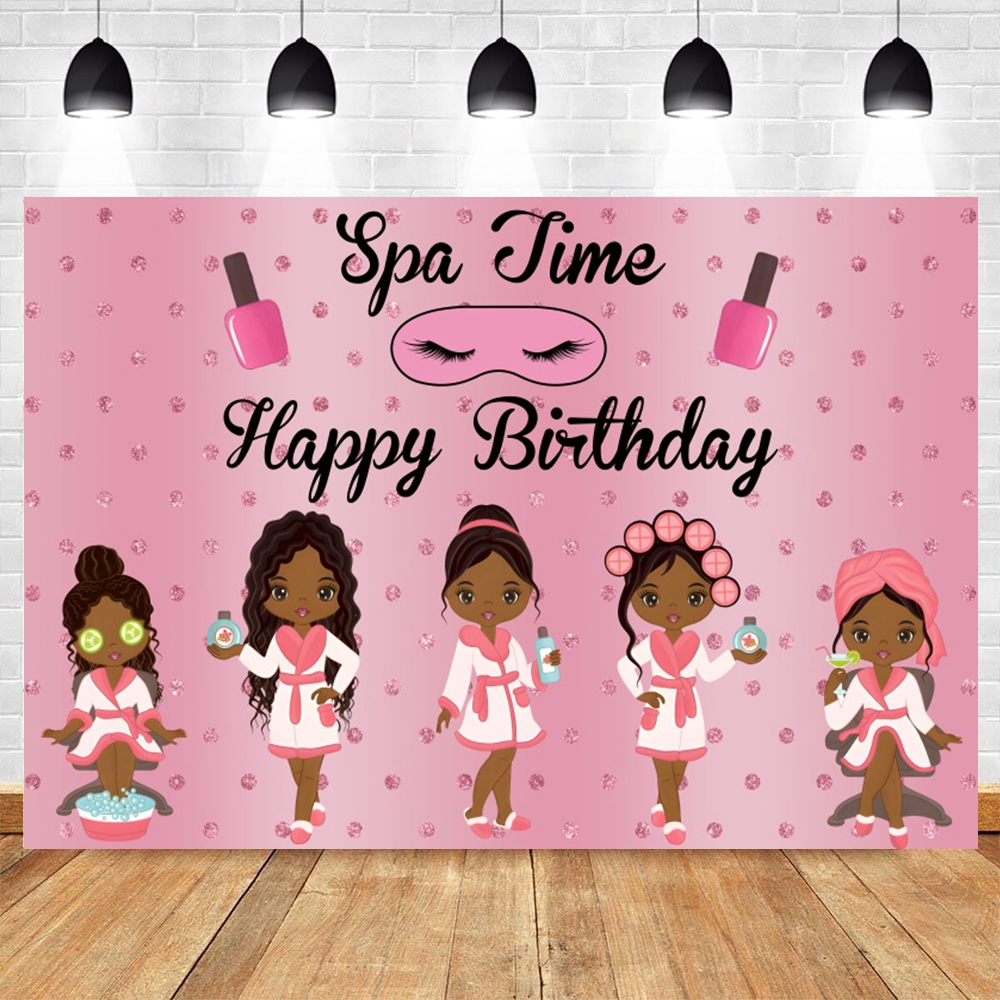 Spa Party Backdrop Pamper Prin - Beauty Makeup Girl Photo avaliação e preço