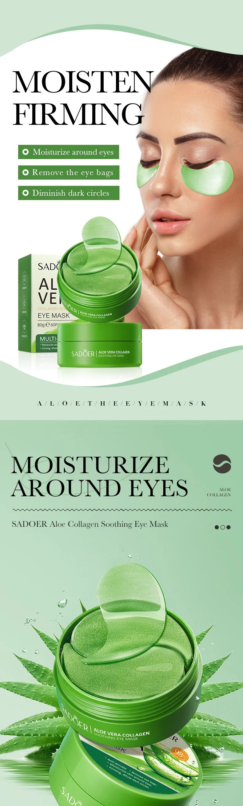 60pcs Aloe Vera Collagen Eye M - Collagen Eye Patch avaliação e preço