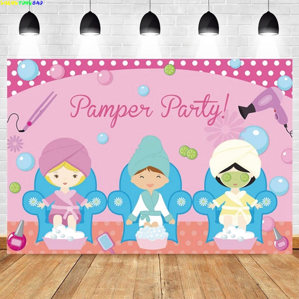 Spa Party Themed Backdrop for  - Beauty Makeup Girl Photo avaliação e preço