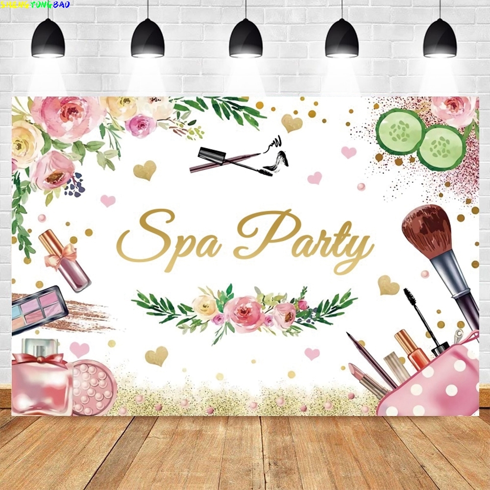 Spa Party Themed Backdrop for  - Beauty Makeup Girl Photo avaliação e preço