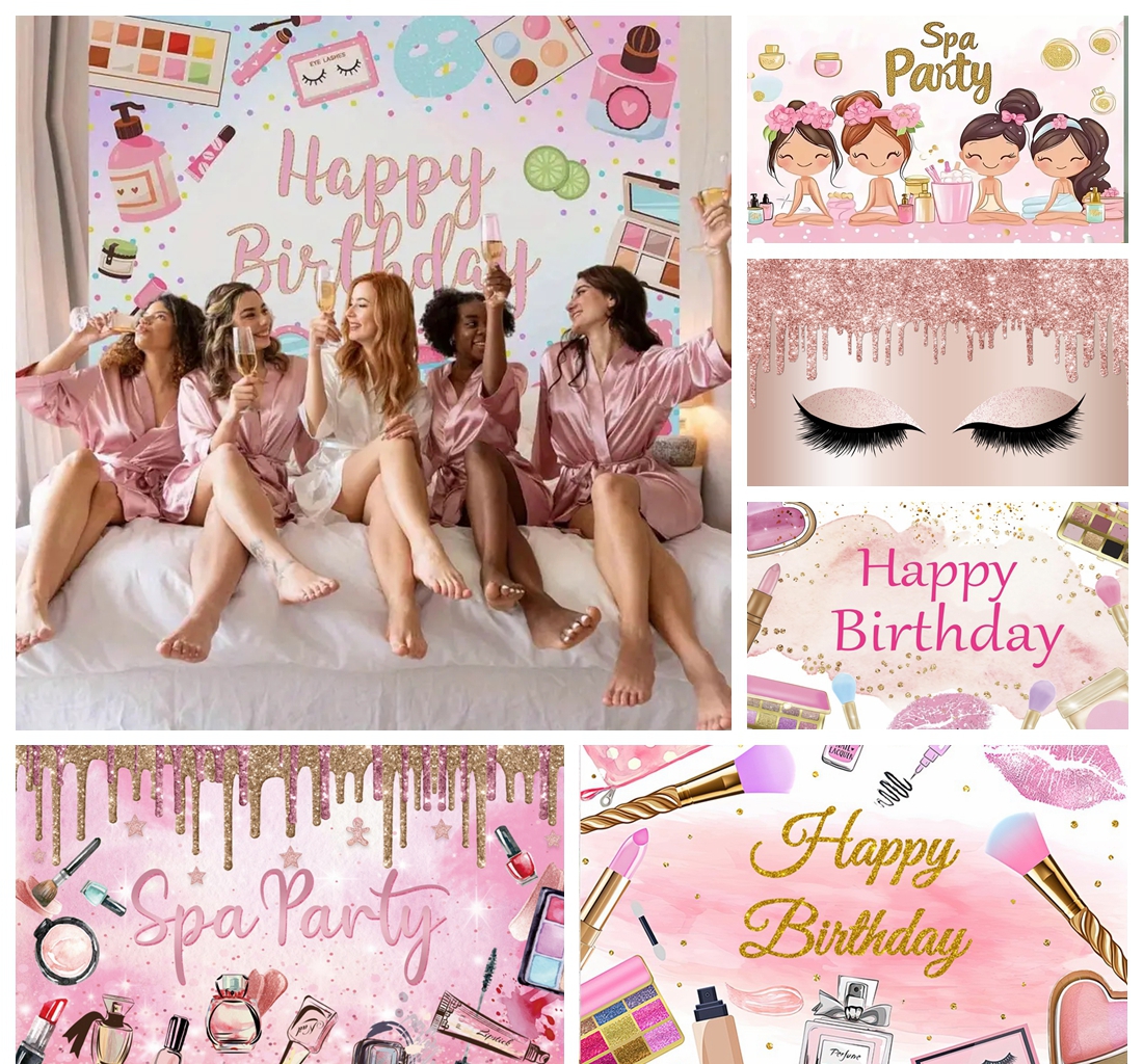 Birthday Party Banner Backgrou - Beauty Makeup Girl Photo avaliação e preço