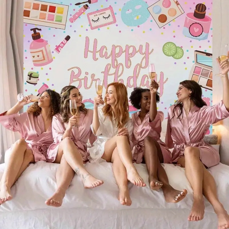 Birthday Party Banner Backgrou - Beauty Makeup Girl Photo avaliação e preço