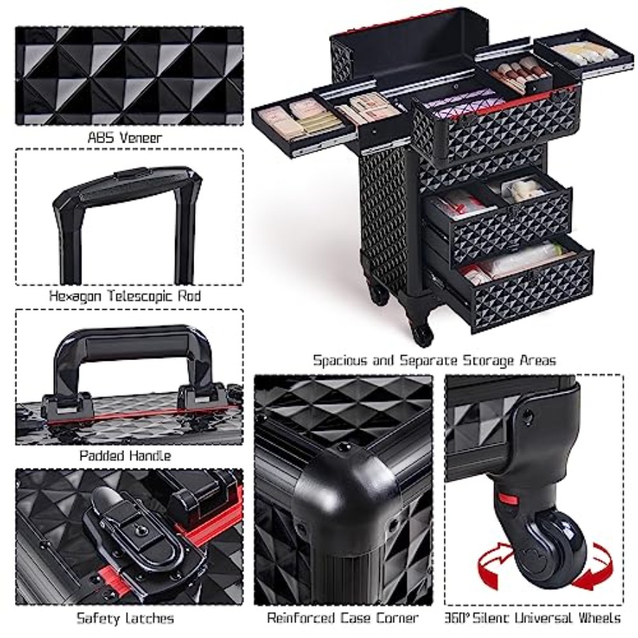 Rolling Makeup Train Case with - Beauty For You Makeup avaliação e preço