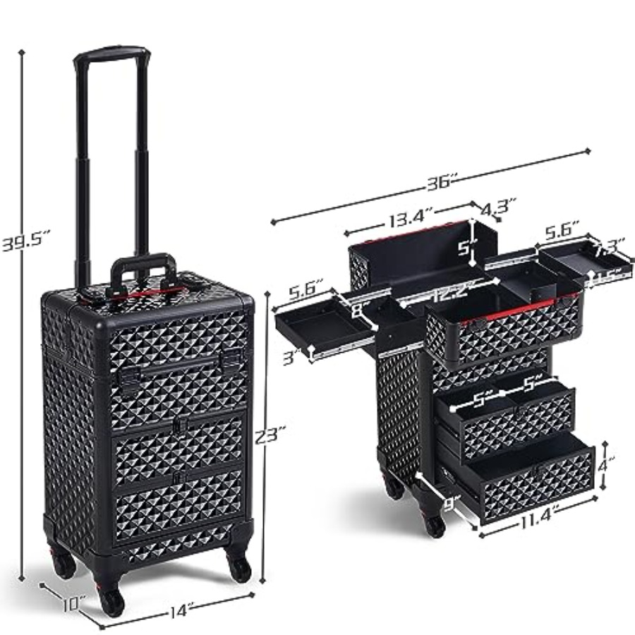 Rolling Makeup Train Case with - Beauty For You Makeup avaliação e preço
