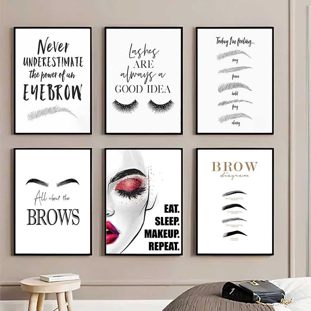 Fashion MakeUp Canvas Painting - Makeup Is Beauty Quotes avaliação e preço