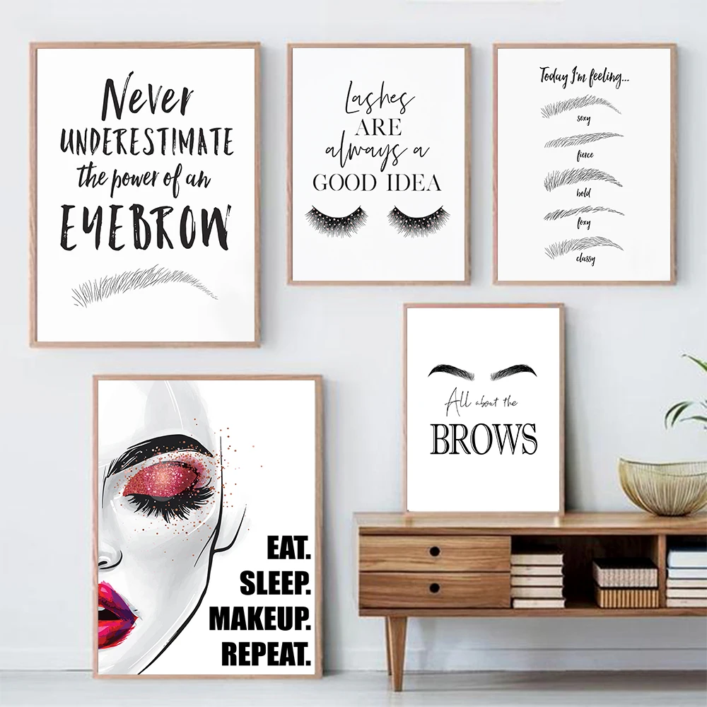 Fashion MakeUp Canvas Painting - Makeup Is Beauty Quotes avaliação e preço