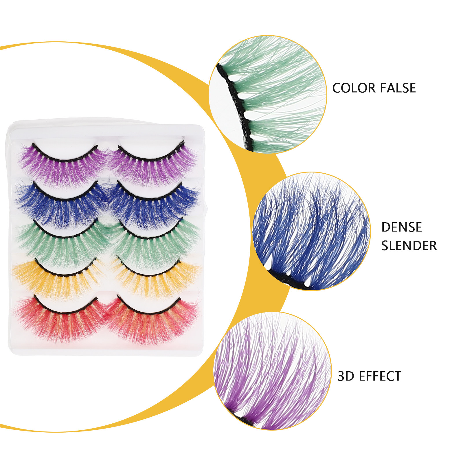 5Pairs Vibrant Colorful False  - Beauty Without Makeup avaliação e preço